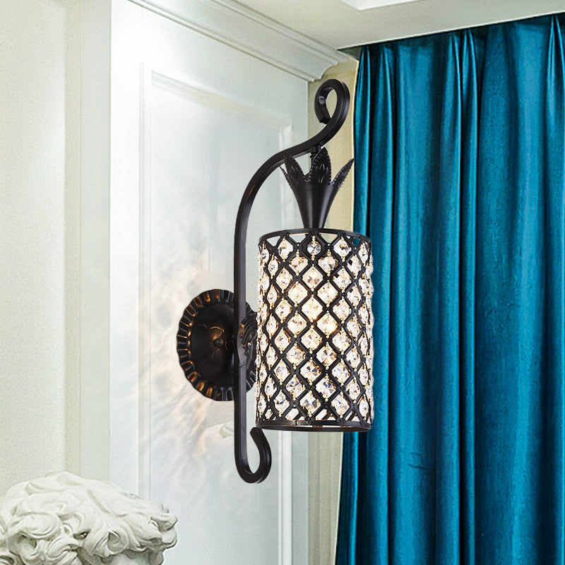 BowLift | Inserted Crystal Square/Rhombus Wall Light Minimalist 1-Light Shade Wall Lighting Fixture in Black