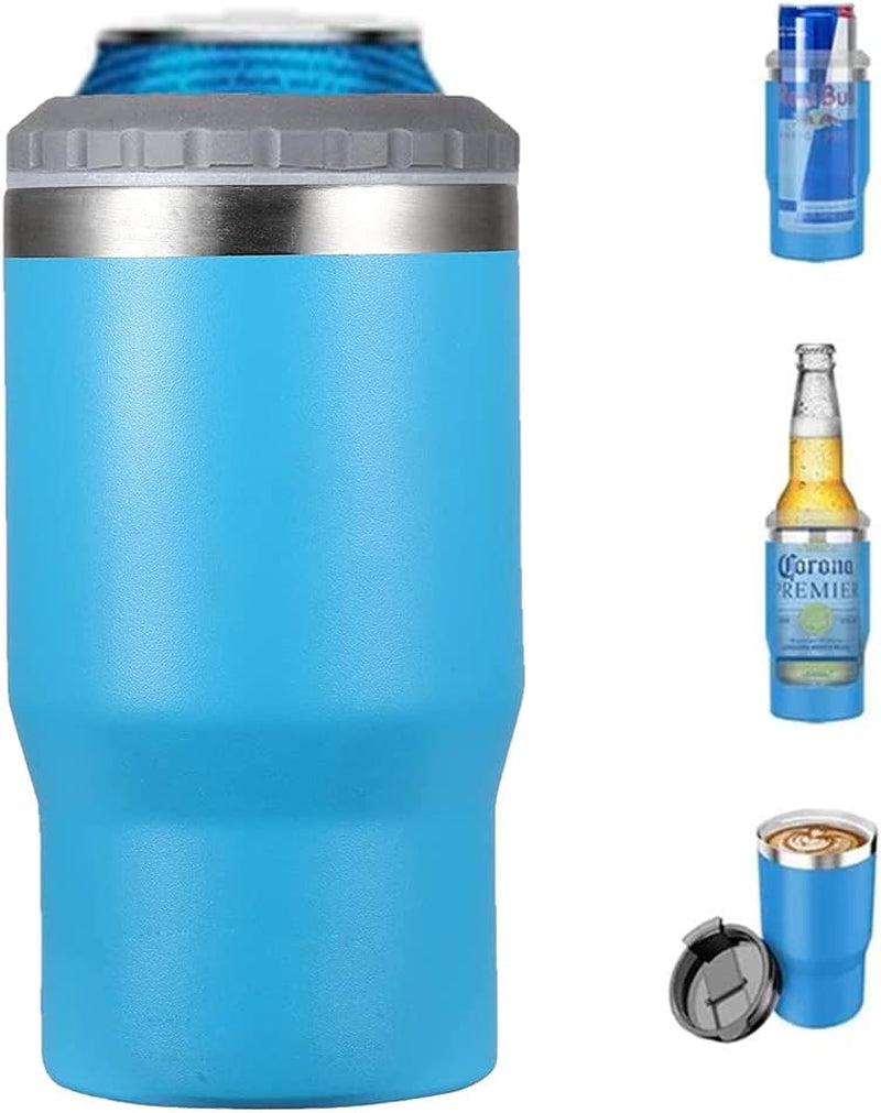 BowLift | 4 in 1 stainless steel can/bottle insulator, 14Oz two-way lid SUS insulated can cooler, beer bottle holder (Black)