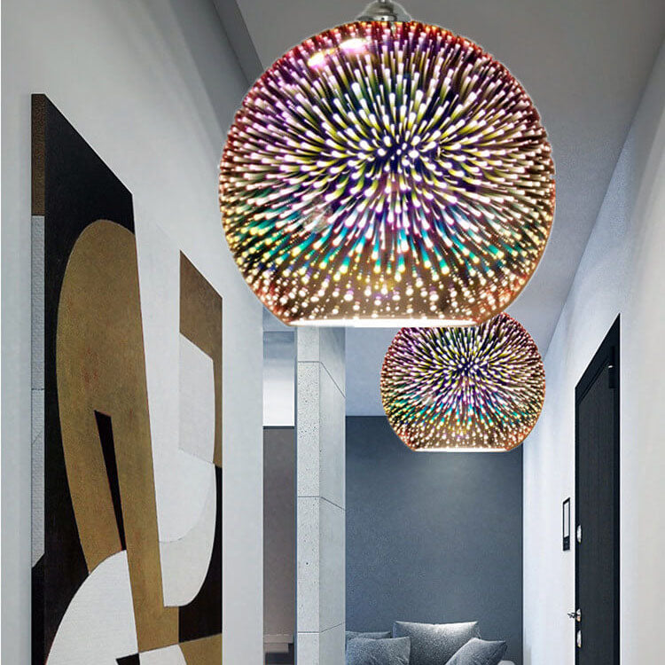 BowLift | Modern creative 3D colorful firework glass 1-light dome pendant lamp