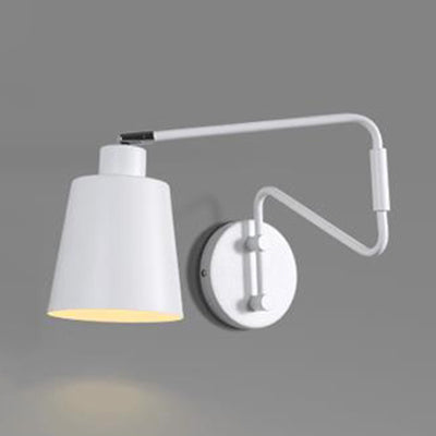BowLift | 1 Bright Wall Light Modern Style Bucket Metal Wall Lamp with Adjustable Arm in White for Hallway