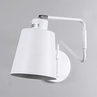 BowLift | 1 Bright Wall Light Modern Style Bucket Metal Wall Lamp with Adjustable Arm in White for Hallway