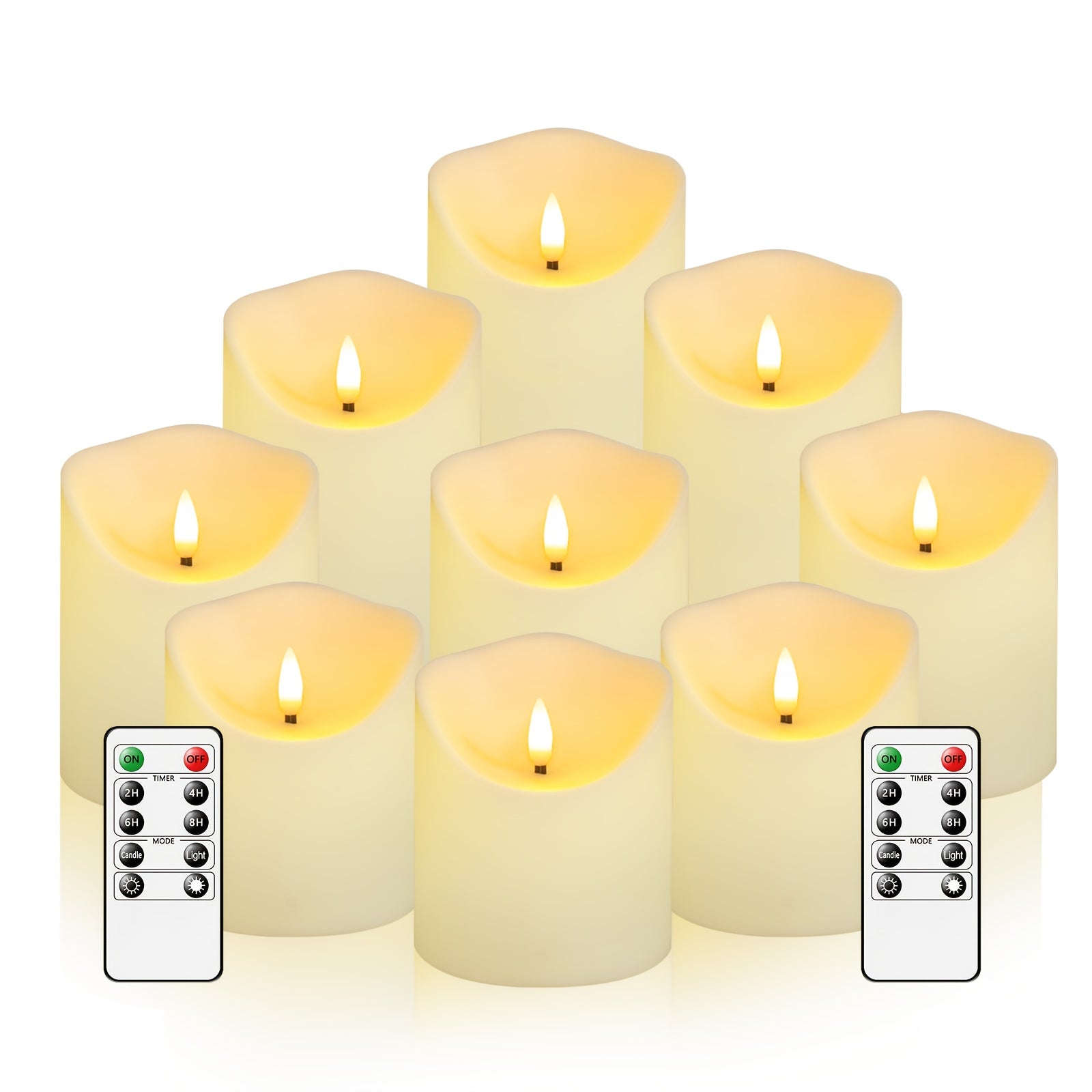 BowLift | GlowLuxe Flameless LED Candles Set (9-piece) – With Remote Control and Glitter Finish