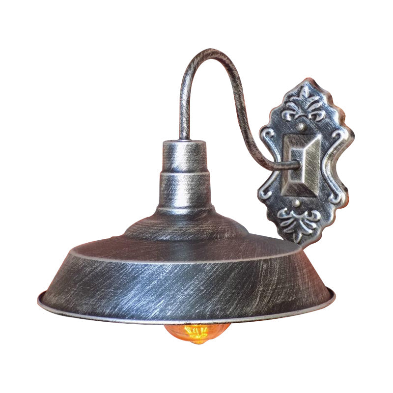 BowLift | 1 Light Barn Wall Mount Light Antique Style Copper/Rust Wrought Iron Wall Lamp for Balcony