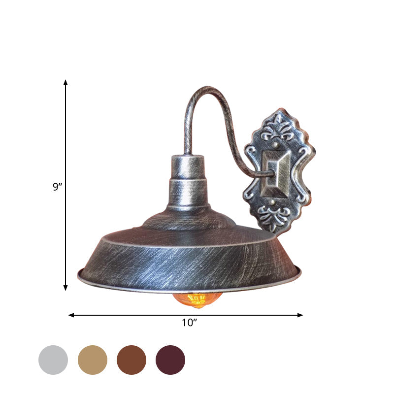 BowLift | 1 Light Barn Wall Mount Light Antique Style Copper/Rust Wrought Iron Wall Lamp for Balcony