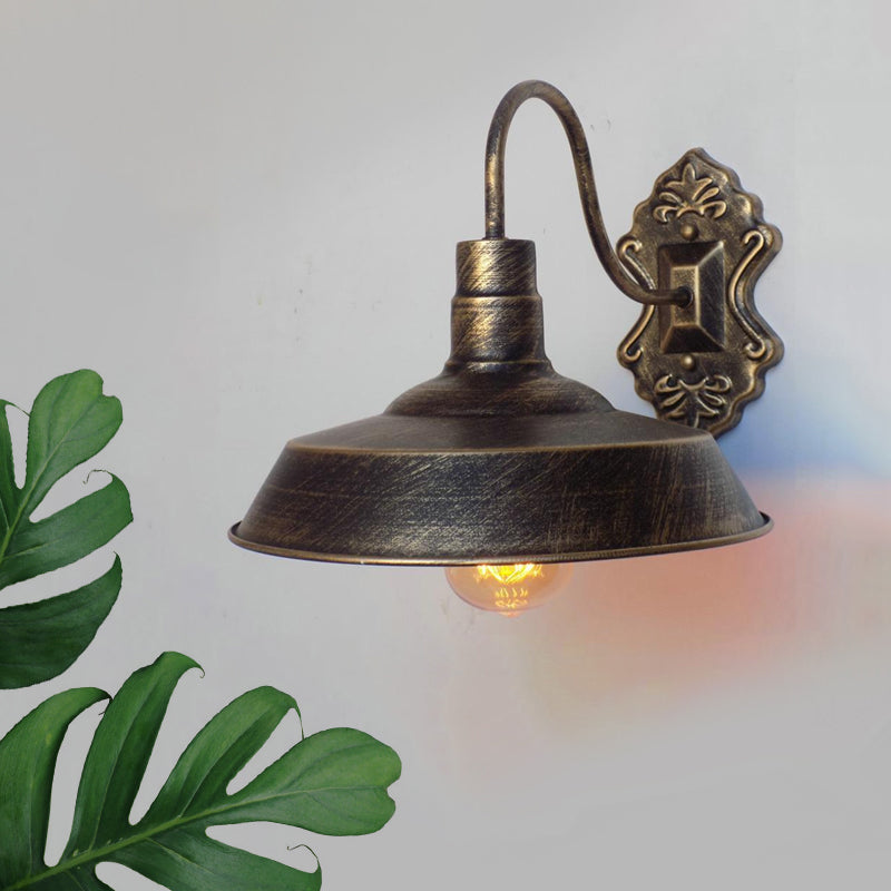 BowLift | 1 Light Barn Wall Mount Light Antique Style Copper/Rust Wrought Iron Wall Lamp for Balcony