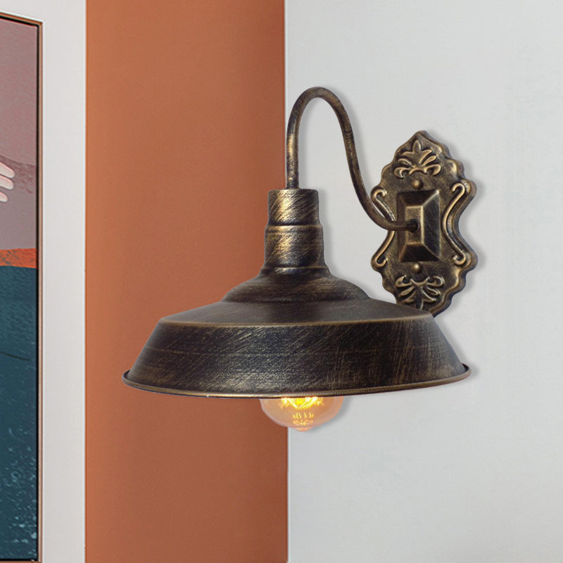 BowLift | 1 Light Barn Wall Mount Light Antique Style Copper/Rust Wrought Iron Wall Lamp for Balcony