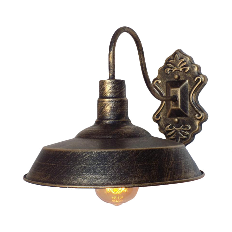 BowLift | 1 Light Barn Wall Mount Light Antique Style Copper/Rust Wrought Iron Wall Lamp for Balcony