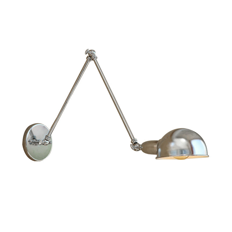 BowLift | Curved Metal Wall Light Industrial Style 1 Light Bedroom Wall Lamp with Swivel Arm in Chrome