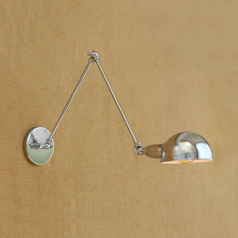 BowLift | Curved Metal Wall Light Industrial Style 1 Light Bedroom Wall Lamp with Swivel Arm in Chrome
