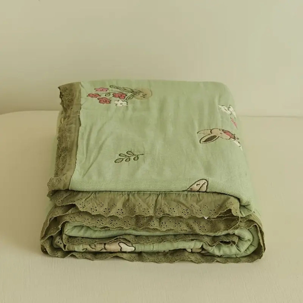 BowLift | Embroidered Bunny Floral Cotton Blanket