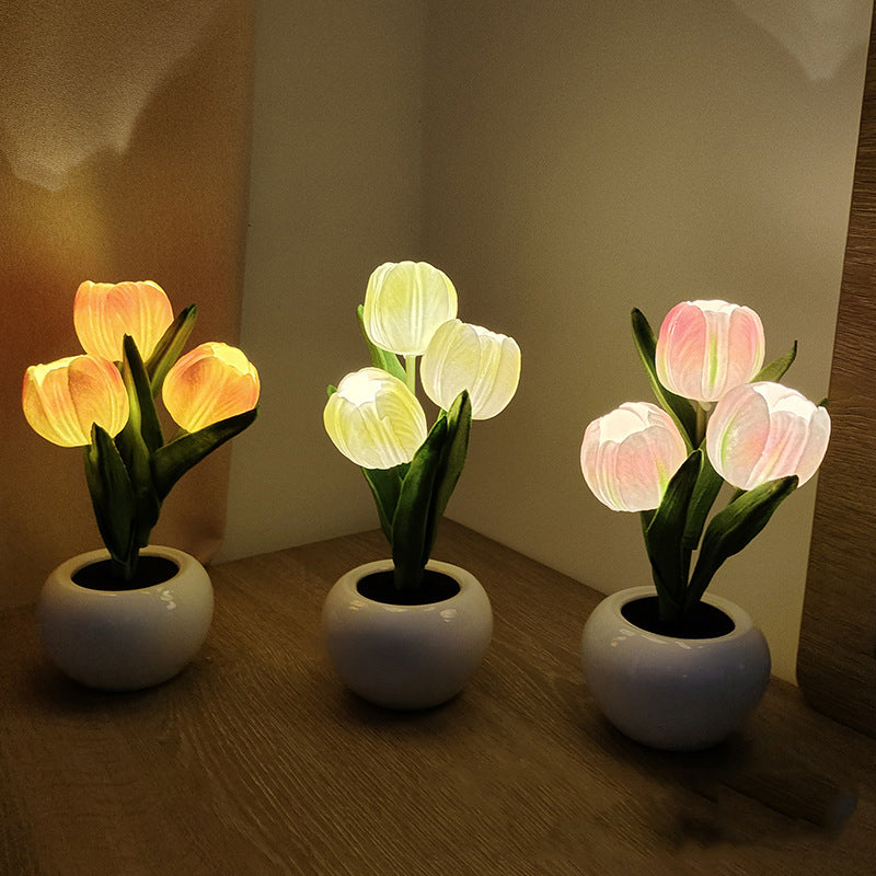 BowLift | LED Tulip Nightstand Lamp Flower Table Lamp
