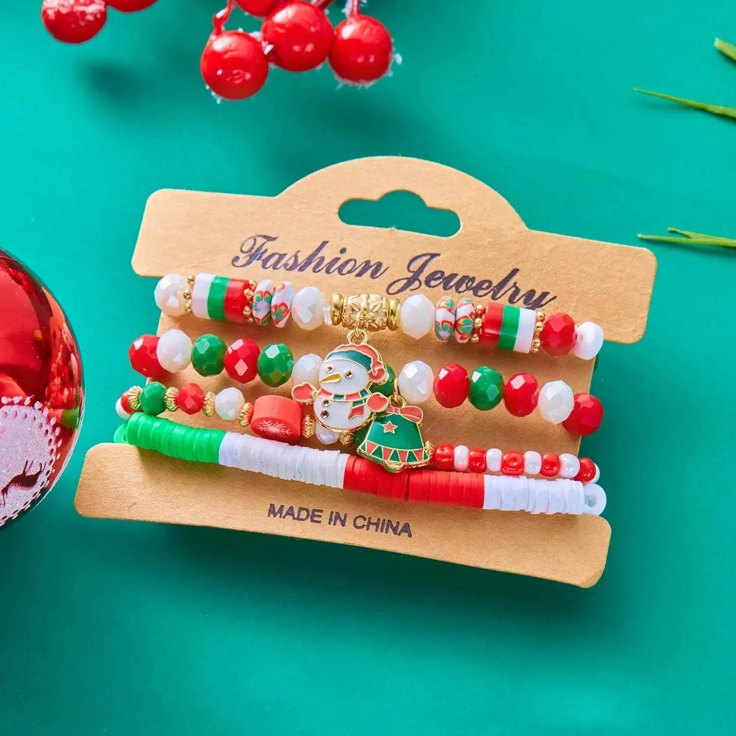 BowLift | 4pcs Christmas Snowman Handmade Beaded Bracelet set gift idea