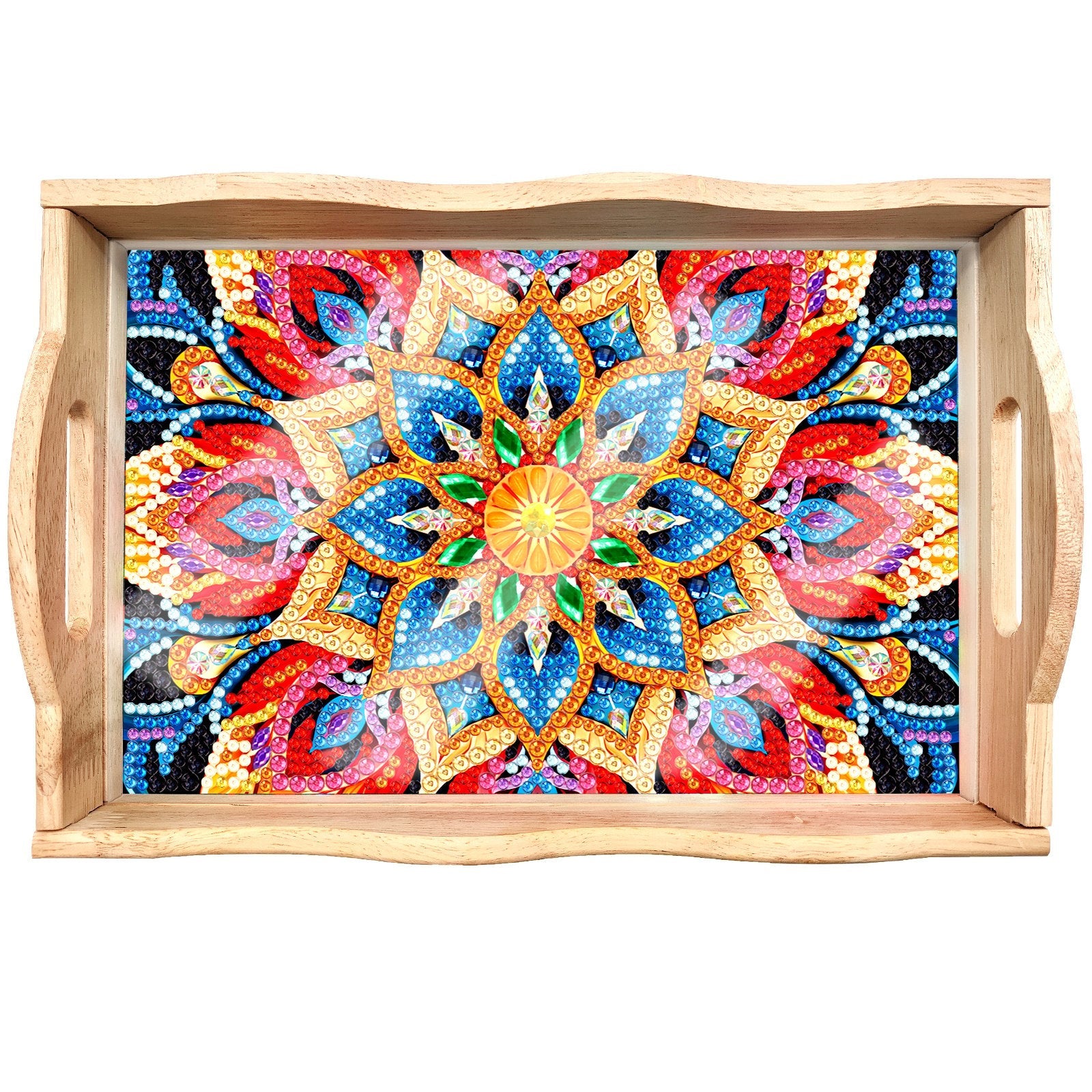 BowLift | DIY Diamond Painting Wooden Tray Food Tray with Handle Living Room Decoration Mandala Wooden Tray Kit