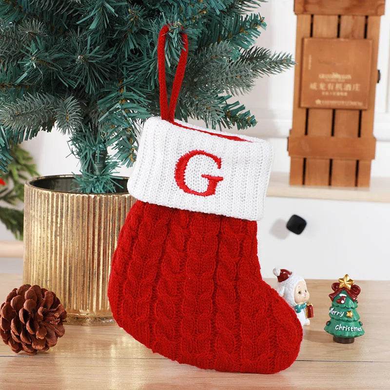 BowLift | Cute Letters Christmas Stockings Decorative Creative Tree Pendant Wool Knitted Socks