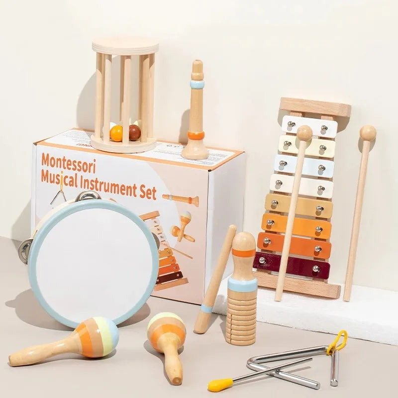 BowLift | Wood Montessori Musical Instrument Set for Toddlers - Professionally Tuned Xylophone, Maracas and more - Educational Gift for Preschoolers