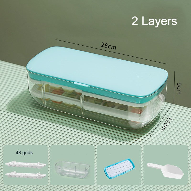 BowLift | 2-Tier 48 Grids Ice Cube Tray, with Clear Ice Cube Storage Box