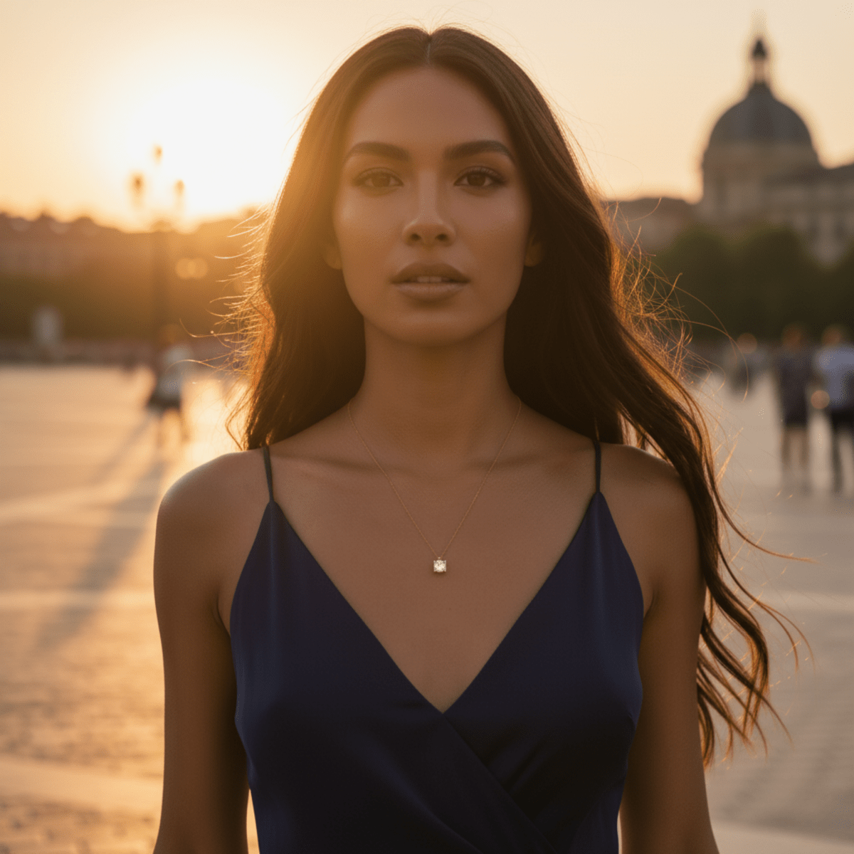 BowLift | Gold-plated 925 silver necklace with round zirconia pendant