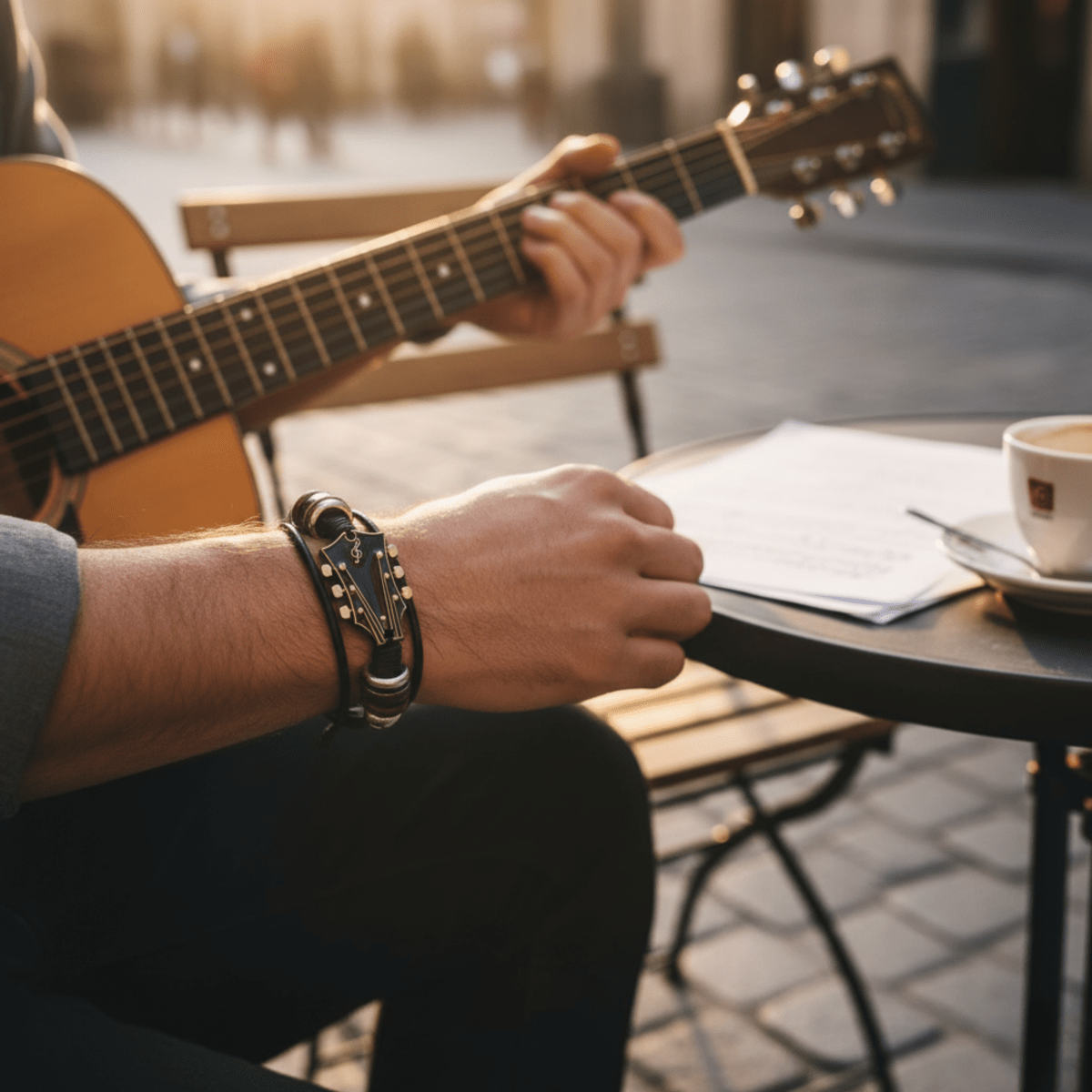 BowLift | Leather Bracelet with Guitar-Inspired Design