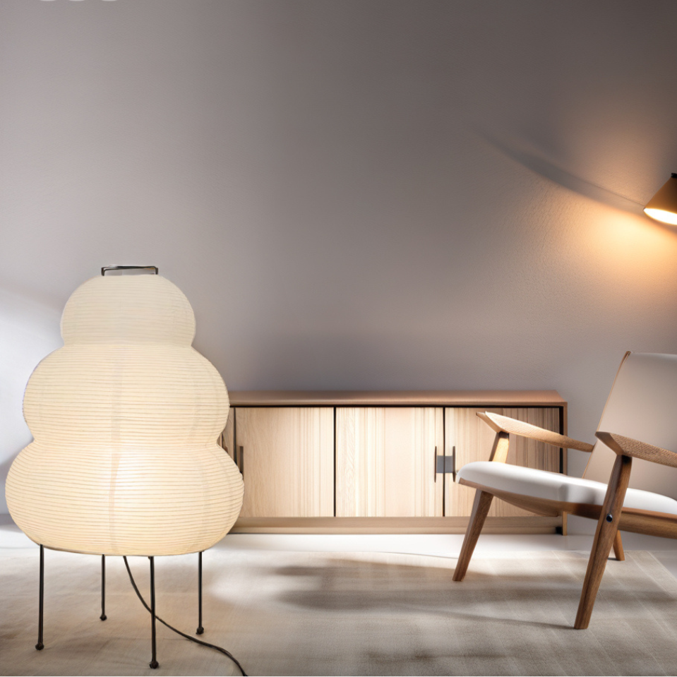 BowLift | Zen Floor Lamp – Japanese Wabi-Sabi Style with 3-Mode Dimmable LED Light