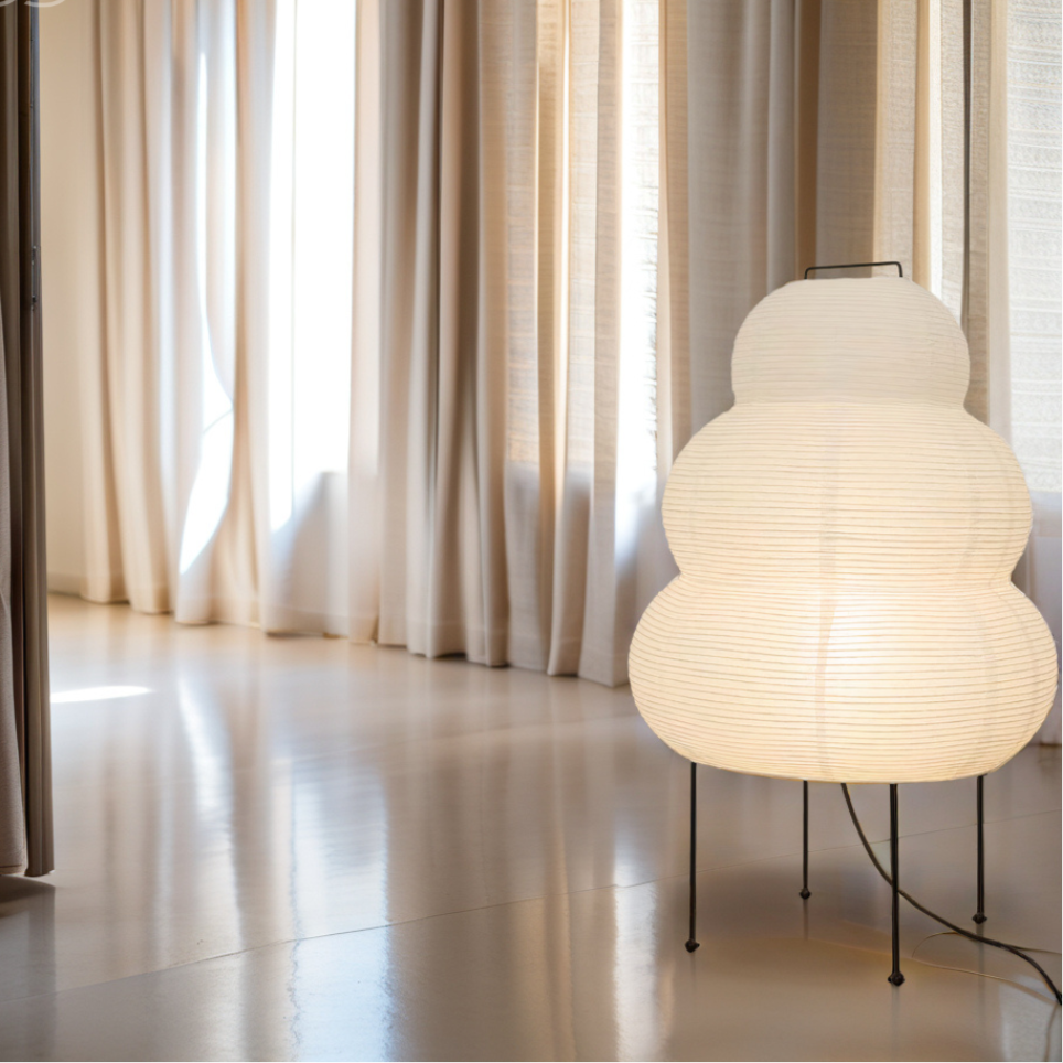 BowLift | Zen Floor Lamp – Japanese Wabi-Sabi Style with 3-Mode Dimmable LED Light
