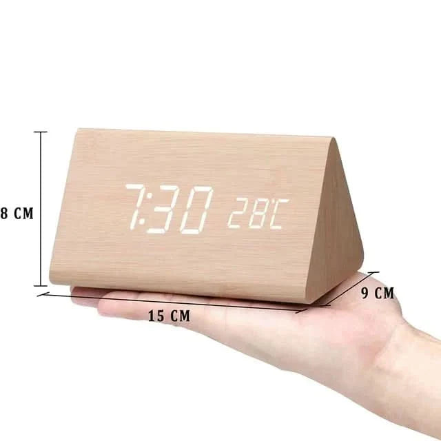 BowLift | Wood LED Alarm Clock – Voice & Temp Display