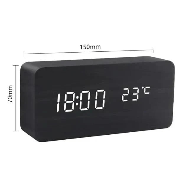 BowLift | Wood LED Alarm Clock – Voice & Temp Display