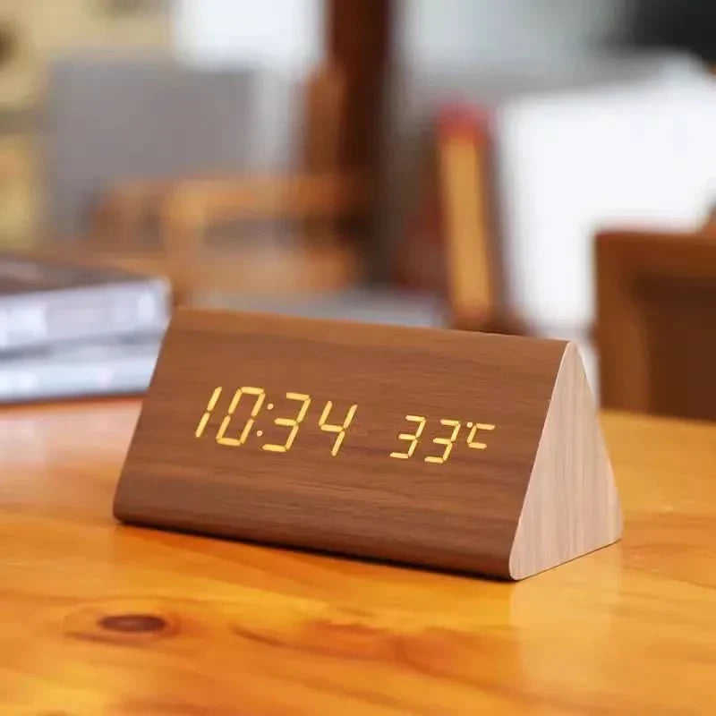 BowLift | Wood LED Alarm Clock – Voice & Temp Display