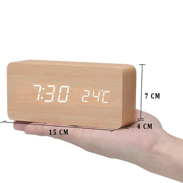 BowLift | Charms | Digital Wooden Alarm Clock | Including Temperature Display