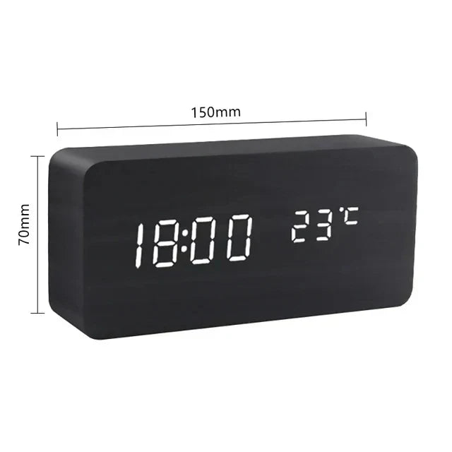 BowLift | Charms | Digital Wooden Alarm Clock | Including Temperature Display