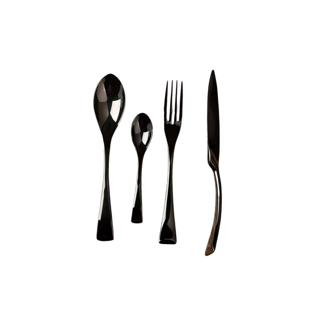 BowLift | Elegant Black Stainless Steel Cutlery Set