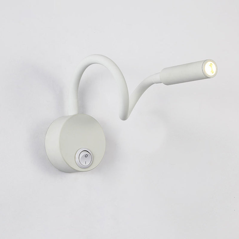 BowLift | Modern Minimalist Iron Round Flexible Bend Tube LED Reading Lamp Wall Sconce Lamp for Bedroom