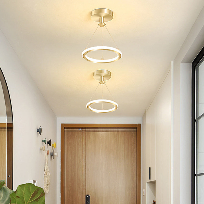 BowLift | Contemporary Nordic Round Metal Silica LED Semi-Flush Mount Ceiling Light for Corridor