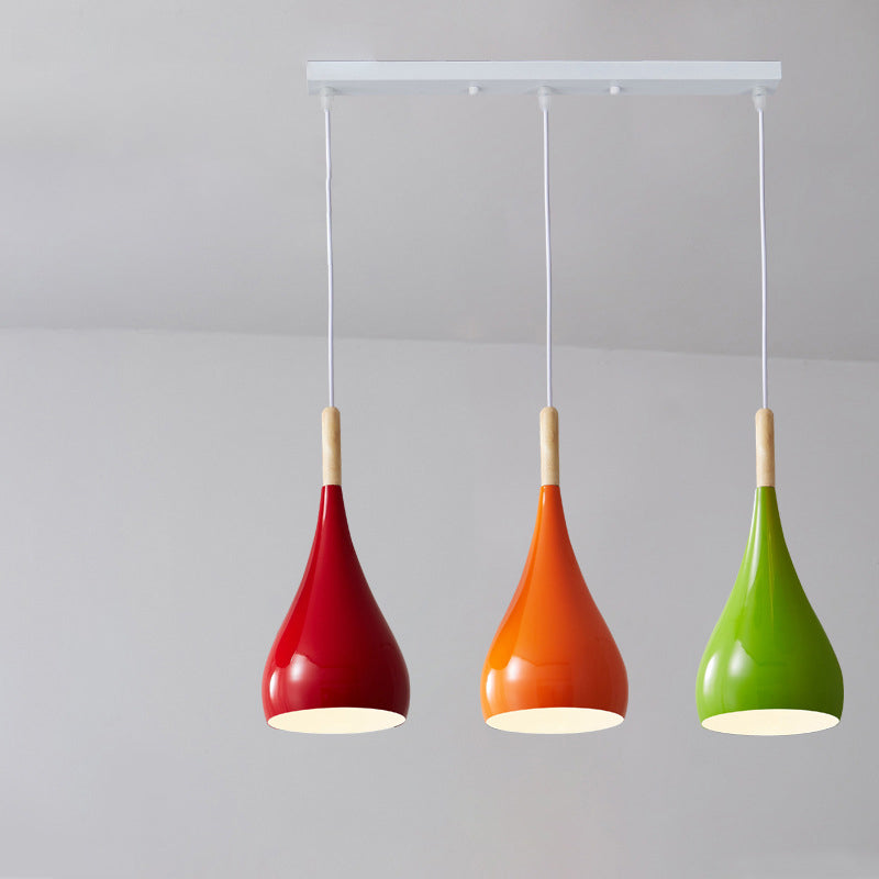 BowLift | Nordic Iron Wood Aluminum Pumpkin Water Drop 1-Light Pendant Light for Dining Room