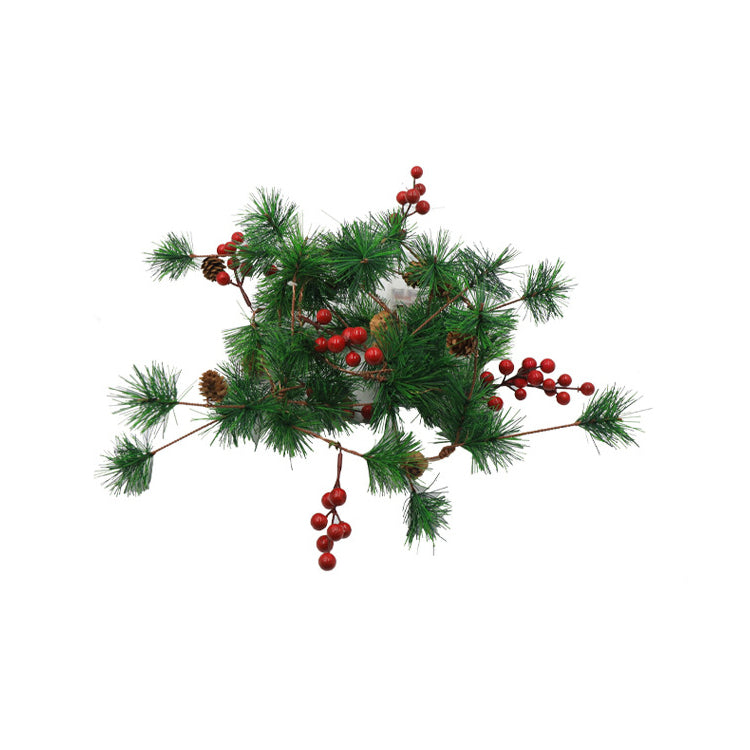BowLift | Modern Art Deco Battery Copper Plastic Leaf Bell Pine Needle Red Fruit Christmas Decoration LED String Lights For Bedroom