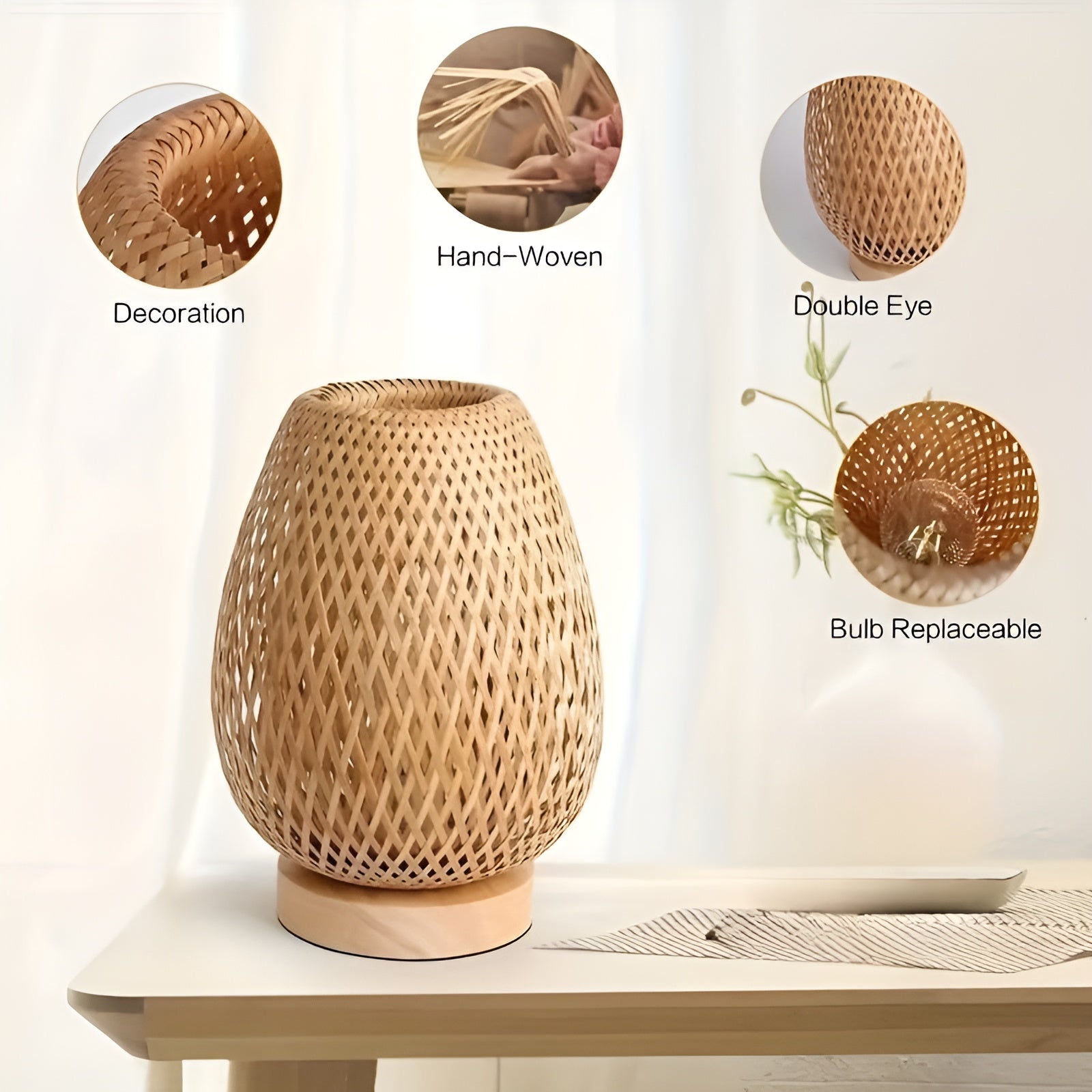 BowLift | Bamboo Table Lamp with USB Power Supply – Sustainable and Energy-Saving Design