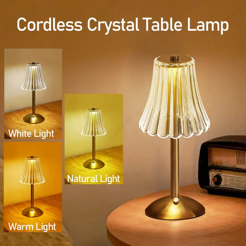 BowLift | Cristalglow - Chic Wireless Table Lamp with Elegant Crystal Decoration