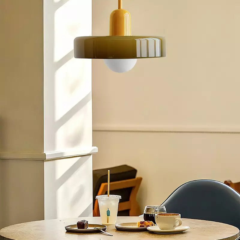 BowLift | Scandi Bauhaus Pendant Light – Stylish Orange Ceiling Lamp for Contemporary Spaces