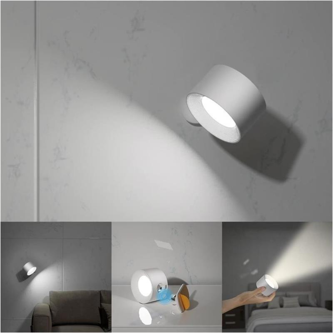 BowLift | FlexiLamp – Wireless, Rechargeable Wall Light with 360° Rotation