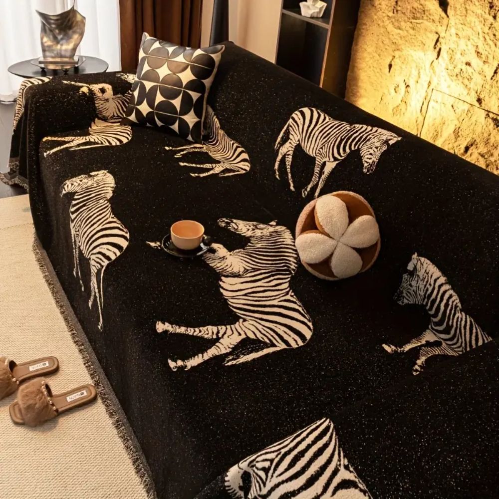 BowLift | Black Stride Zebra Sofa Cover