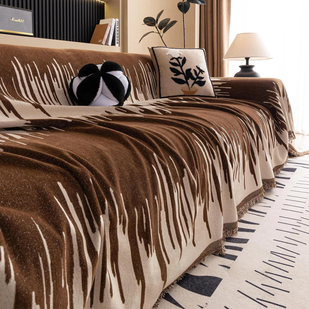 BowLift | Brushstroke Vertical Pattern Chenille Sofa Cover
