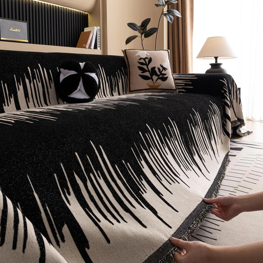 BowLift | Brushstroke Vertical Pattern Chenille Sofa Cover