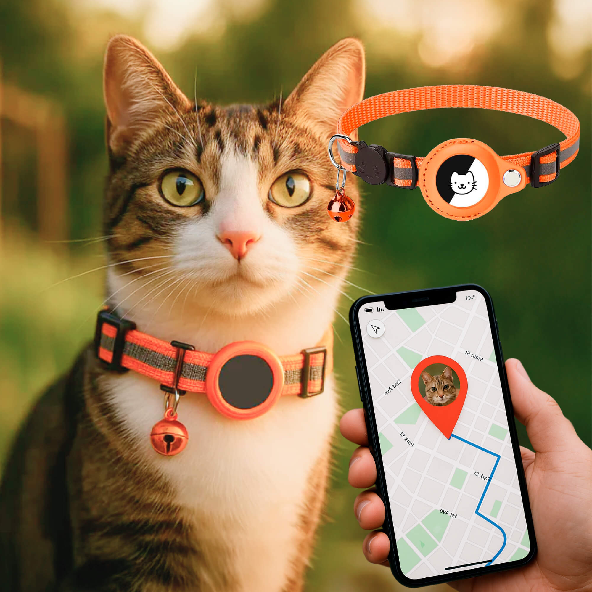 BowLift | Cat GPS Tracker Collar | Quick Release Closure, Reflective Design & Durable for Outdoor Safety Adventures