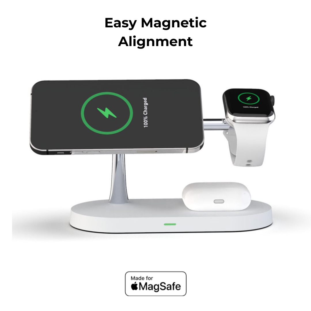 BowLift | 4-in-1 Wireless Charging Station - Magnetic Qi Charger for Phone, Watch & Earbuds