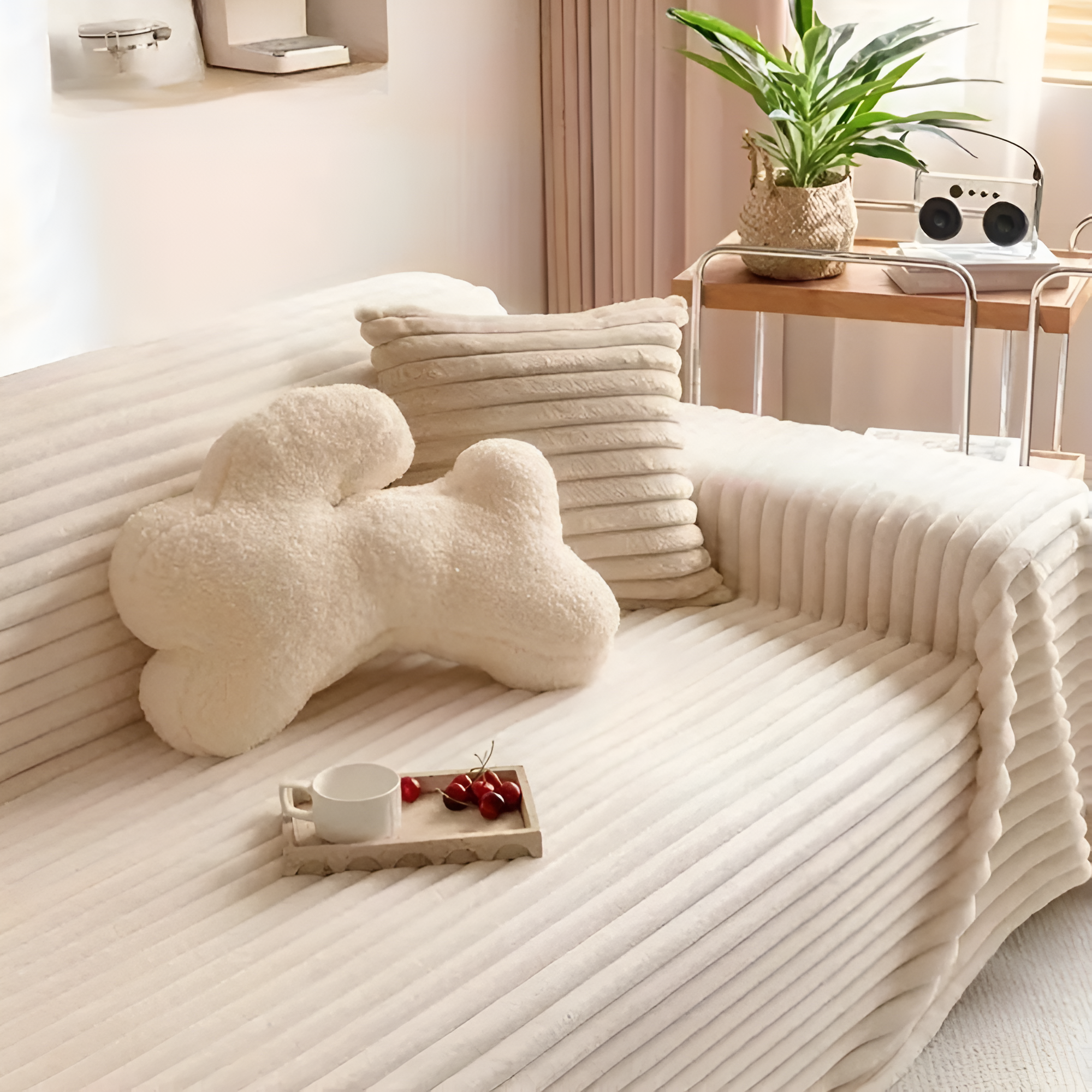 BowLift | Plush Striped Warm Sofa Cover