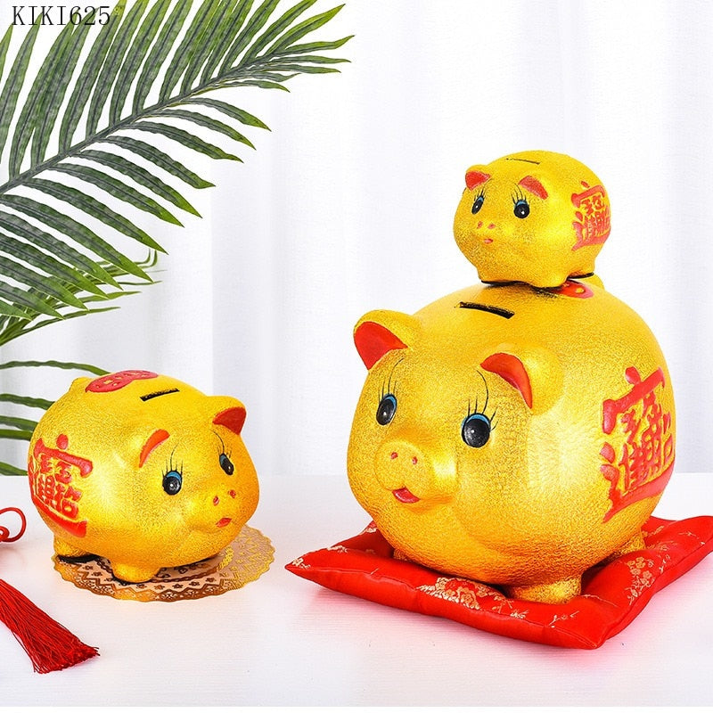 BowLift | Ceramic lucky pig coin piggy bank large capacity children's storage box cute pig animal glass home piggy bank children's gift