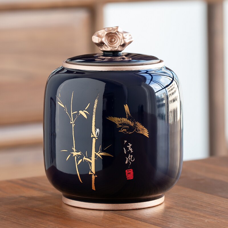 BowLift | Ceramic Teapot Tea Cajon Tea Box Storage Tea Container Moisture-Proof Sealed Tank Storage Tank Candy Jar Storage Box