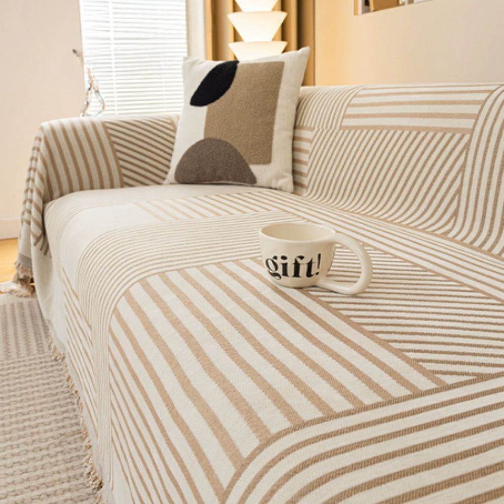 BowLift | Chenille Striped Tassel Sofa Cover