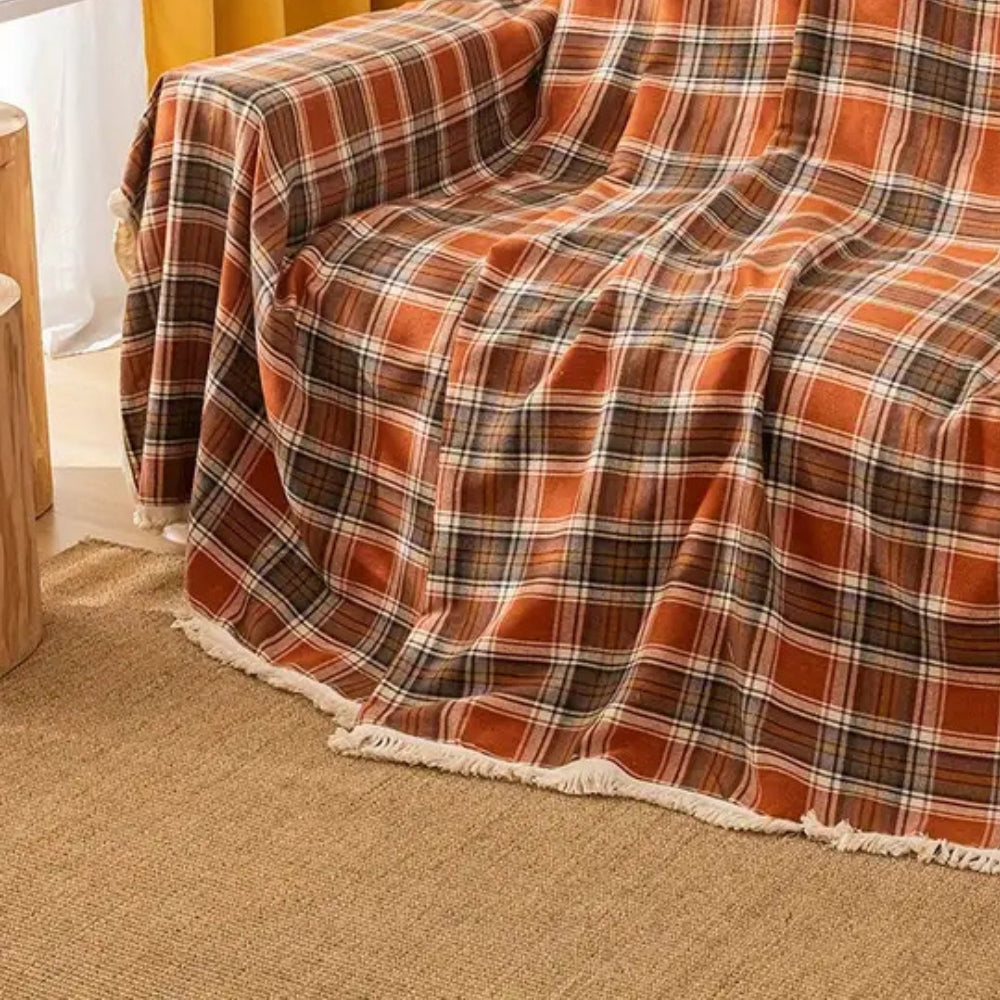 BowLift | Autumn Chestnut Plaid Sofa Cover