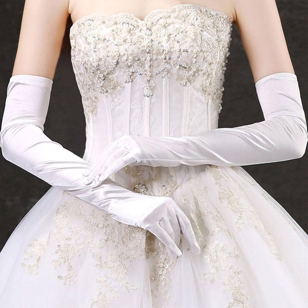 BowLift | Satin Opera Gloves Women Long Elbow Length Costume