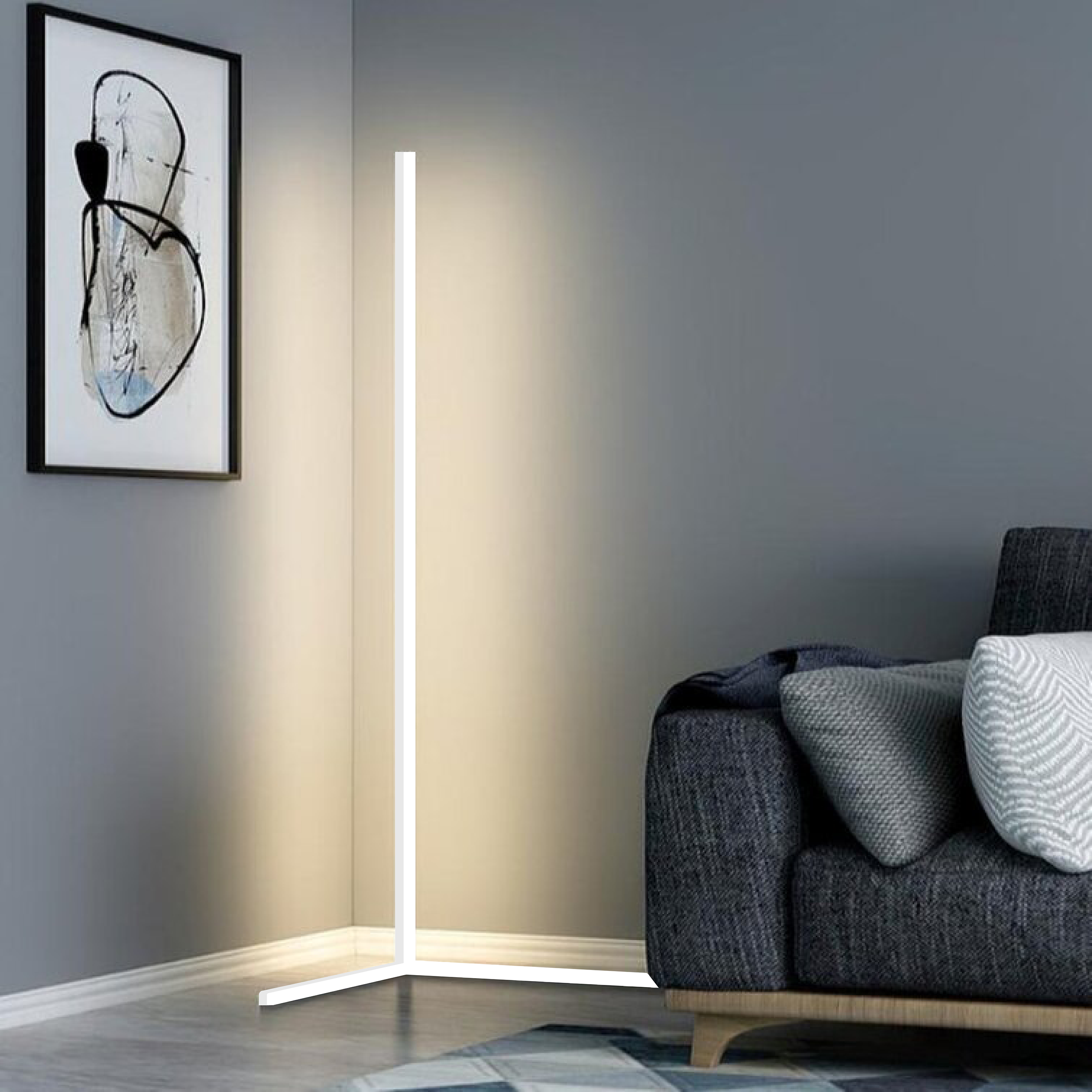 BowLift | Modern Corner LED Floor Lamp – Space-Saving Minimalist Design with Soft Ambient Lighting